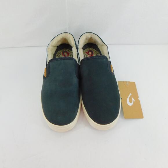 Olu Kai Pehuea Heu Women's Black Lava Rock Slide-In with Shearling Size 7 - Picture 5 of 12